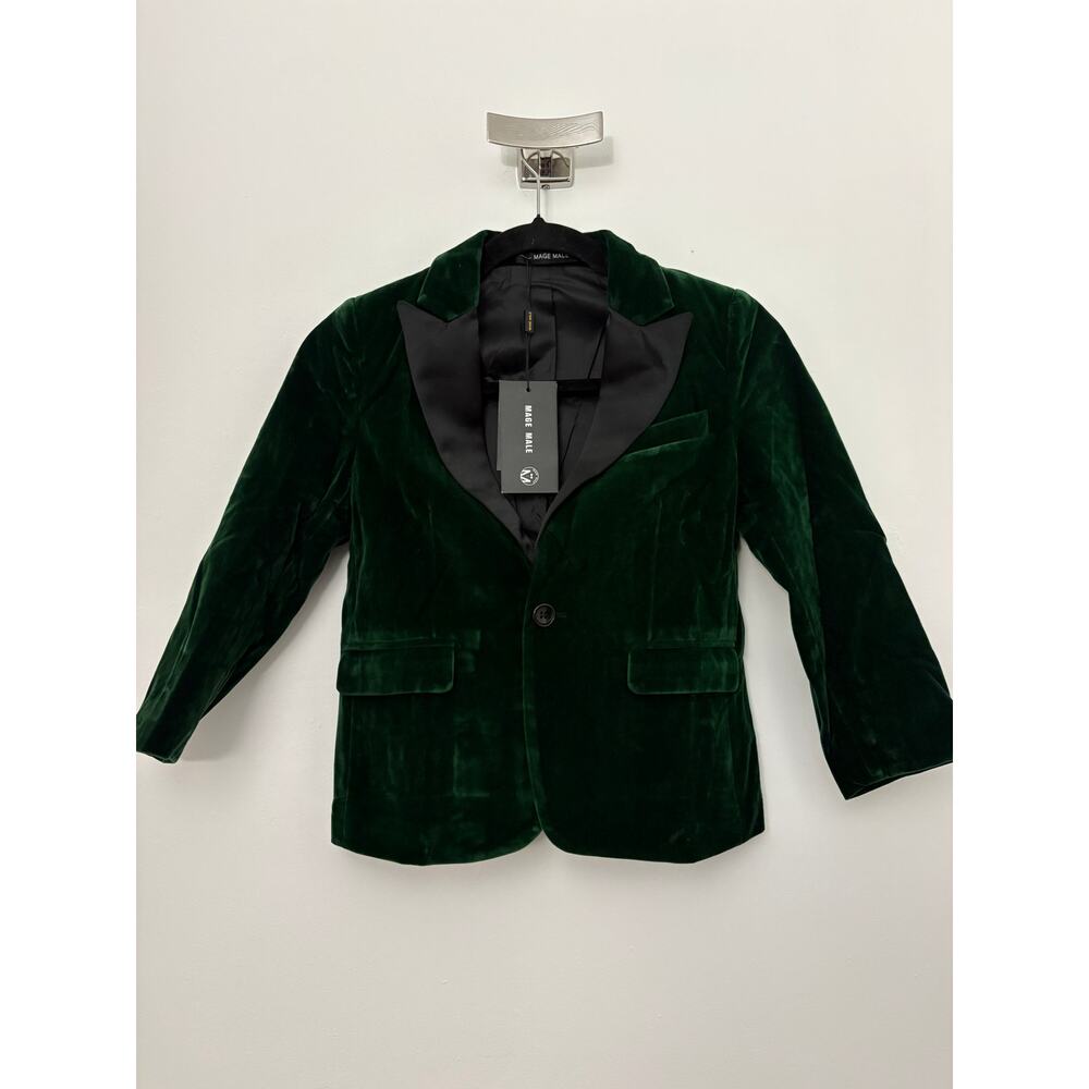 MAGE MALE Green Velvet Tuxedo Blazer Jacket NWT
